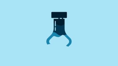 Blue Test tube and flask chemical laboratory test icon isolated on blue background. Laboratory glassware sign. 4K Video motion graphic animation.