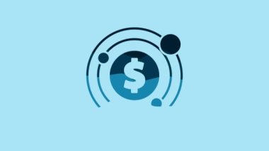 Blue Target with dollar symbol icon isolated on blue background. Investment target icon. Successful business concept. Cash or Money. 4K Video motion graphic animation.