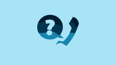 Blue Telephone handset and speech bubble chat icon isolated on blue background. Phone sign. 4K Video motion graphic animation.