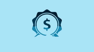 Blue Price tag with dollar icon isolated on blue background. Badge for price. Sale with dollar symbol. Promo tag discount. 4K Video motion graphic animation.