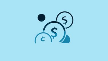 Blue Coin money with dollar symbol icon isolated on blue background. Banking currency sign. Cash symbol. 4K Video motion graphic animation.
