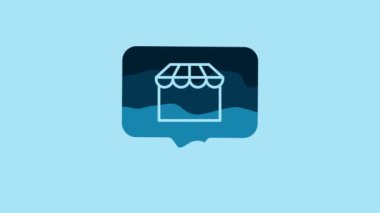 Blue Online shopping concept. Buy on screen laptop icon isolated on blue background. Concept e-commerce, online business marketing. 4K Video motion graphic animation.