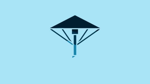 Blue Traditional Japanese Umbrella Sun Icon Isolated Blue Background Video — Stock Video
