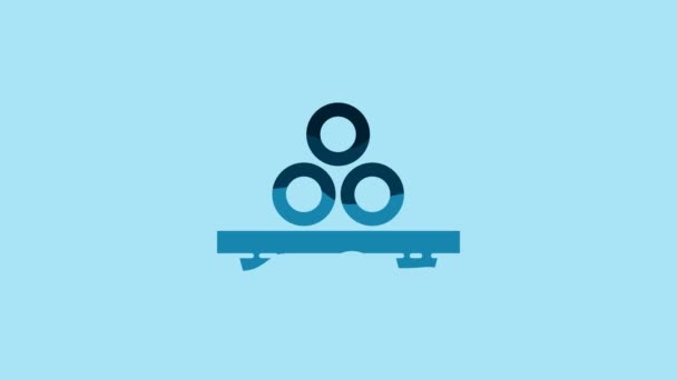 ブルーを基調としたボードアイコンにブルーの寿司 木製のボード上のアジア料理寿司 4Kビデオモーショングラフィックアニメーション — ストック動画