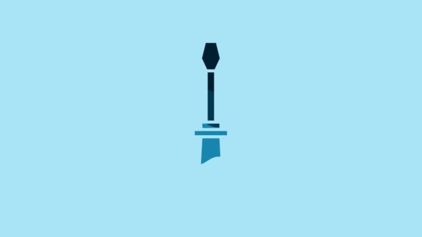 Blue Screwdriver Icon Isolated Blue Background Service Tool Symbol Video — Stockvideo