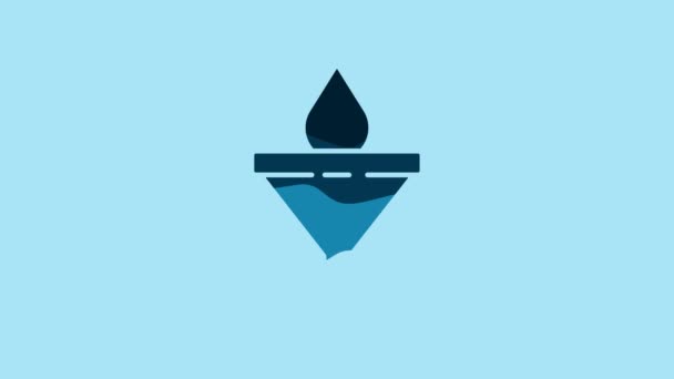 Blue Funnel Filter Motor Oil Drop Icon Isolated Blue Background — Video Stock