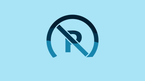 Blue Parking Stopping Icon Isolated Blue Background Street Road Sign — Wideo stockowe