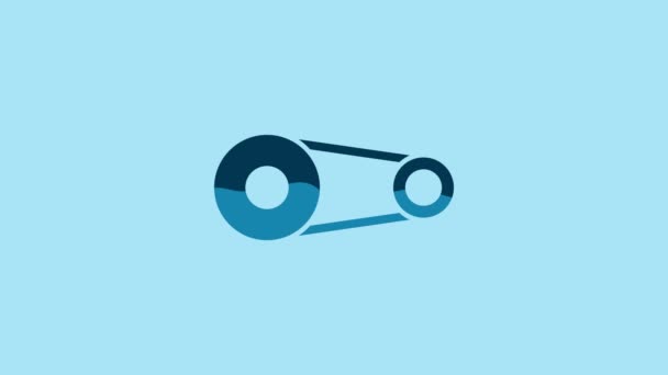 青の背景に隔離された青のタイミングベルトキットアイコン 4Kビデオモーショングラフィックアニメーション — ストック動画