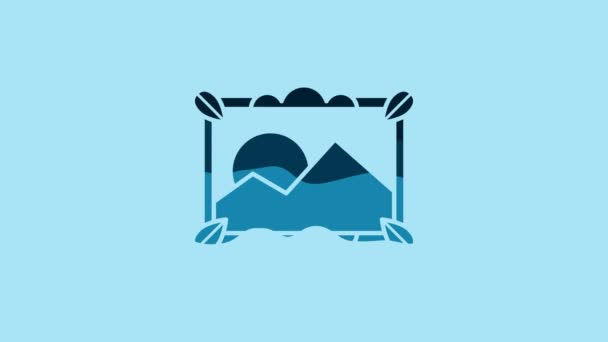 Blue Picture Landscape Icon Isolated Blue Background Video Motion Graphic — Video