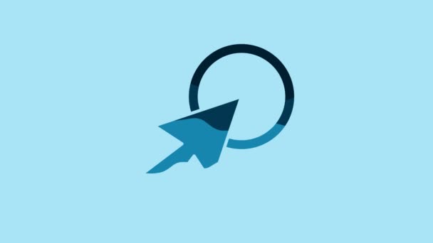 Blue Arrow Cursor Icon Isolated Blue Background Video Motion Graphic — Wideo stockowe
