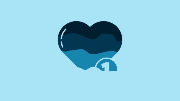 Blue Heart Icon Isolated Blue Background Counter Notification Icon Follower — 비디오