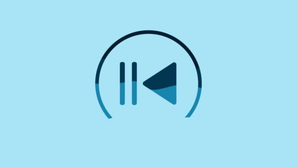 Blue Rewind Icon Isolated Blue Background Video Motion Graphic Animation — 图库视频影像