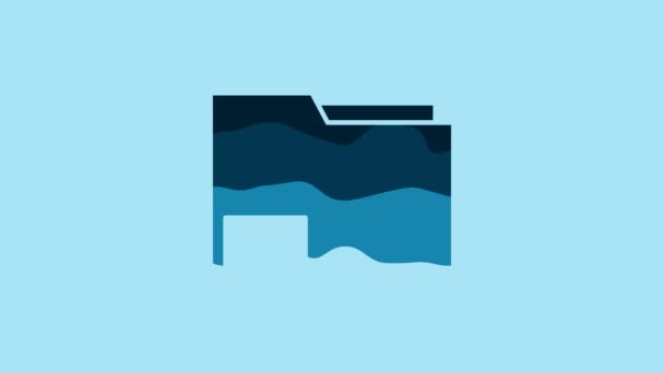 Blue Document Folder Icon Isolated Blue Background Accounting Binder Symbol — Αρχείο Βίντεο