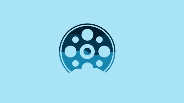 Blue Film Reel Icon Isolated Blue Background Video Motion Graphic — 图库视频影像