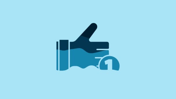 Синя Рука Ікона Ізольована Синьому Фоні Відео Рух Графічна Анімація — стокове відео