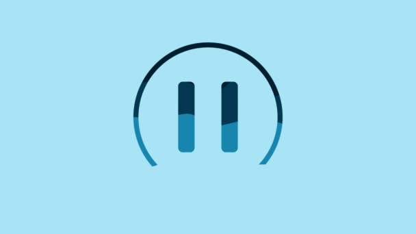 Blue Pause Button Icon Isolated Blue Background Video Motion Graphic — Vídeo de stock