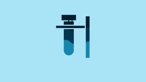 Blue Glass Test Tube Flask Stand Icon Isolated Blue Background — Vídeos de Stock