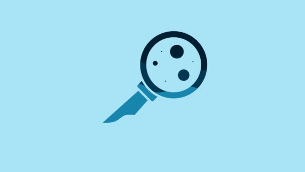 Blue Microorganisms Magnifier Icon Isolated Blue Background Bacteria Germs Cell — Stok video