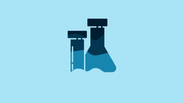 Blue Test Tube Flask Chemical Laboratory Test Icon Isolated Blue — Video