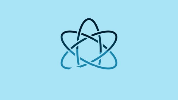 Синий Значок Атом Выделен Синем Фоне Символ Науки Образования Ядерной — стоковое видео