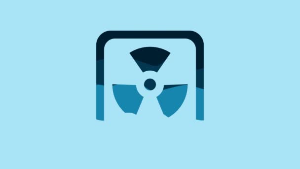 Blue Radioactive Icon Isolated Blue Background Radioactive Toxic Symbol Radiation — Αρχείο Βίντεο
