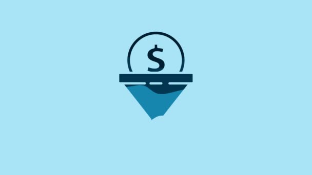 蓝色铅管理图标隔离在蓝色背景 带着钱的漏斗目标客户的业务概念 4K视频运动图形动画 — 图库视频影像