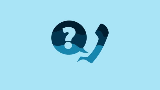 Blue Telephone Handset Speech Bubble Chat Icon Isolated Blue Background — Stockvideo