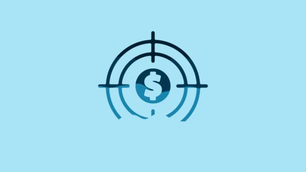 Blue Target Dollar Symbol Icon Isolated Blue Background Investment Target — 图库视频影像