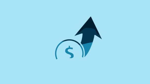 Blue Financial Growth Coin Icon Isolated Blue Background Increasing Revenue — Stockvideo