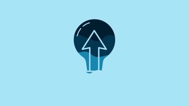 Blue Light Bulb Icon Isolated Blue Background Energy Idea Symbol — 비디오