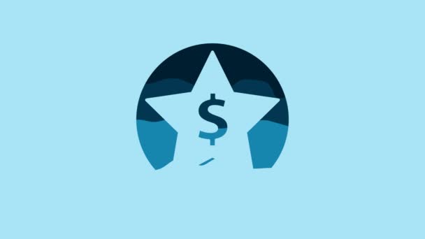Blue Star Dollar Icon Isolated Blue Background Favorite Best Rating — Vídeo de Stock