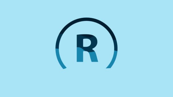 Blue Registered Trademark Icon Isolated Blue Background Video Motion Graphic — Stock videók