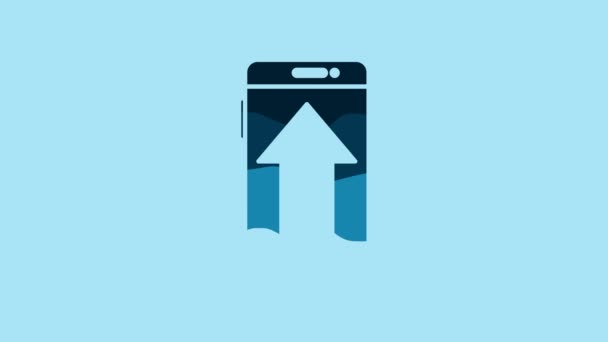 Blue Smartphone Mobile Phone Icon Isolated Blue Background Video Motion — Αρχείο Βίντεο