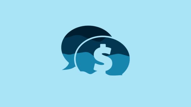 Blue Speech Bubble Dollar Icon Isolated Blue Background Badge Price — Stockvideo