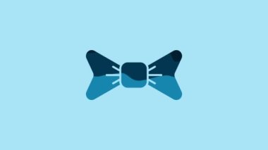 Blue Bow tie icon isolated on blue background. 4K Video motion graphic animation.