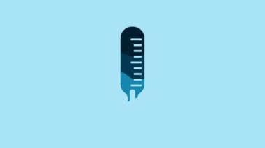 Blue Meteorology thermometer measuring icon isolated on blue background. Thermometer equipment showing hot or cold weather. 4K Video motion graphic animation.