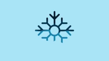 Blue Snowflake icon isolated on blue background. Merry Christmas and Happy New Year. 4K Video motion graphic animation.