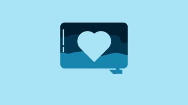 Blue Like and heart icon isolated on blue background. Counter Notification Icon. Follower Insta. 4K Video motion graphic animation.