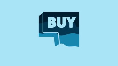 Blue Buy button icon isolated on blue background. 4K Video motion graphic animation.