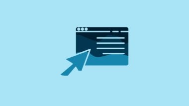 Blue Online shopping on screen icon isolated on blue background. Concept e-commerce, e-business, online business marketing. 4K Video motion graphic animation.
