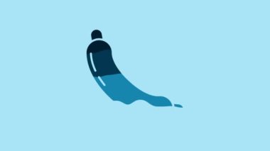 Blue Sausage icon isolated on blue background. Grilled sausage and aroma sign. 4K Video motion graphic animation.