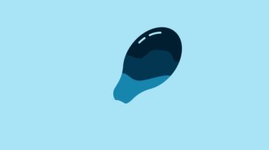 Blue Chicken leg icon isolated on blue background. Chicken drumstick. 4K Video motion graphic animation.