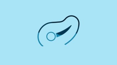 Blue Steak meat icon isolated on blue background. 4K Video motion graphic animation.