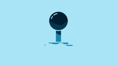 Blue Joystick for arcade machine icon isolated on blue background. Joystick gamepad. 4K Video motion graphic animation.