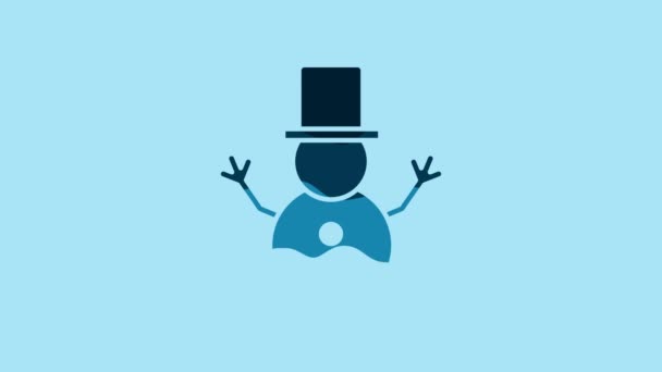 Blue Christmas Snowman Icon Isolated Blue Background Merry Christmas Happy — Vídeo de stock