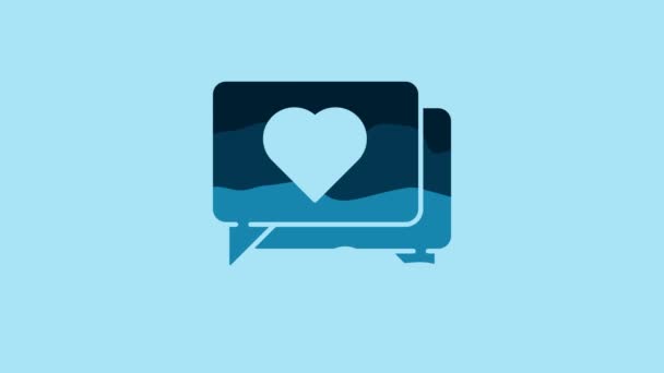 Голубой Лайк Значок Сердца Изолированы Синем Фоне Знак Контруведомления Следуйте — стоковое видео