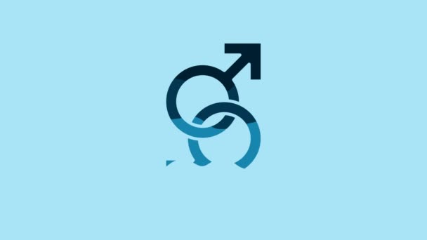 Символ Синього Чоловічого Роду Ізольований Синьому Тлі Відеографічна Анімація — стокове відео