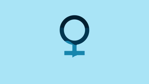 Blue Female Gender Symbol Icon Isolated Blue Background Venus Symbol — Wideo stockowe