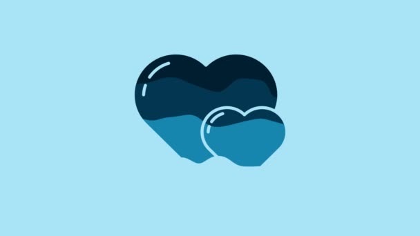 Blue Heart Icon Isolated Blue Background Romantic Symbol Linked Join — Stock video
