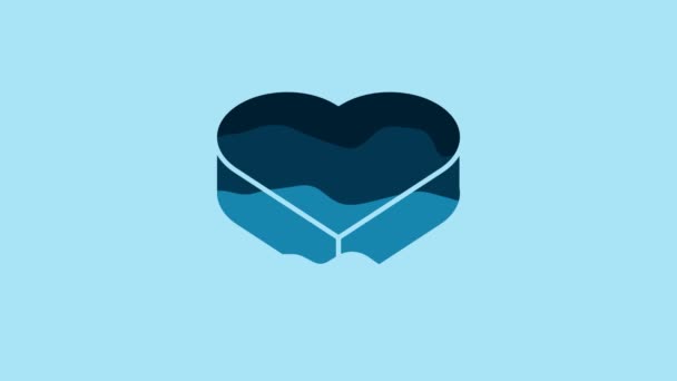 Blue Candy Heart Shaped Box Bow Icon Isolated Blue Background — Vídeo de Stock